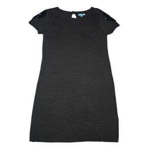 JJ Authentic Olive Green Beaded Knit Mini Dress Size L | Short Sleeve